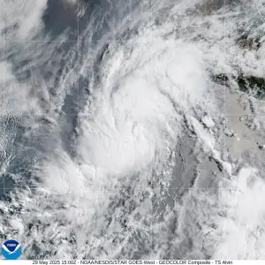 Tropical Storm Alvin forms in the Pacific Ocean off the coast of western Mexico